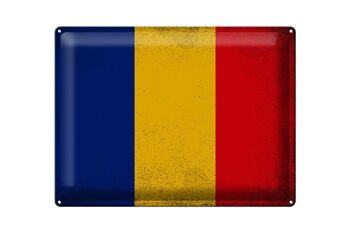 Drapeau en étain de la Roumanie, 40x30cm, drapeau de la Roumanie, Vintage 1