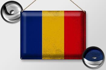 Drapeau en étain de la Roumanie, 40x30cm, drapeau de la Roumanie, Vintage 2