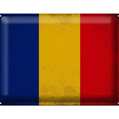 Targa in metallo Bandiera Romania 40x30 cm Bandiera della Romania Vintage