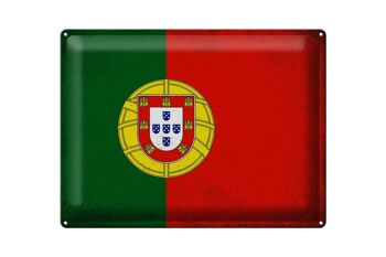 Signe en étain drapeau Portugal 40x30cm drapeau Portugal Vintage 1