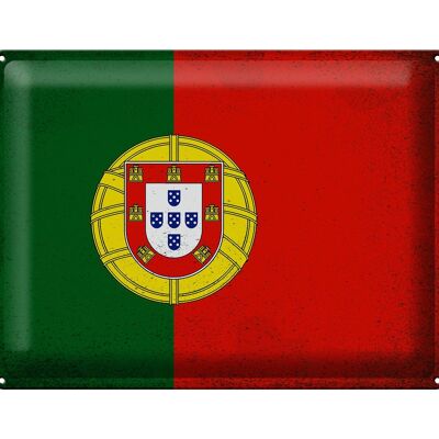 Cartel de chapa Bandera de Portugal 40x30cm Bandera de Portugal Vintage