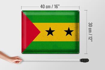 Plaque en tôle drapeau São Tomé et Príncipe 40x30cm vintage 4