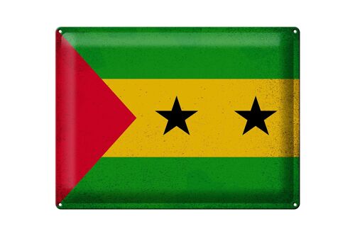 Blechschild Flagge São Tomé und Príncipe 40x30cm Vintage
