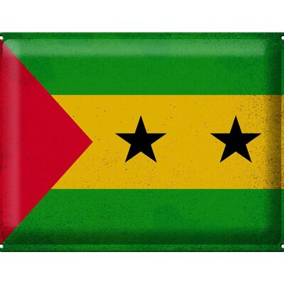 Plaque en tôle drapeau São Tomé et Príncipe 40x30cm vintage
