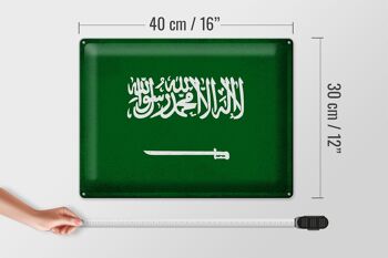 Signe en étain drapeau de l'arabie saoudite, 40x30cm, Vintage 4