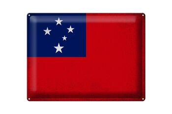 Signe en étain drapeau des Samoa 40x30cm drapeau des Samoa Vintage 1