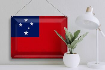 Signe en étain drapeau des Samoa 40x30cm drapeau des Samoa Vintage 3
