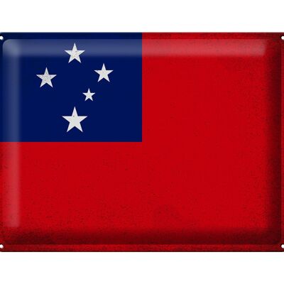Signe en étain drapeau des Samoa 40x30cm drapeau des Samoa Vintage