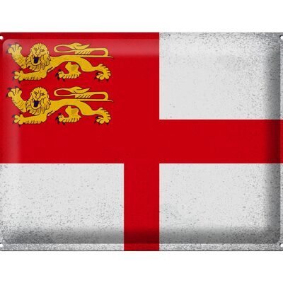 Blechschild Flagge Sark 40x30cm Flag of Sark Vintage