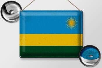 Signe en étain drapeau Rwanda 40x30cm drapeau du Rwanda Vintage 2