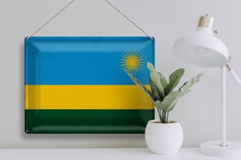 Signe en étain drapeau Rwanda 40x30cm drapeau du Rwanda Vintage 3