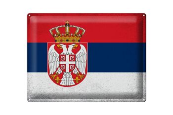 Signe en étain drapeau serbie 40x30cm, drapeau de la serbie Vintage 1