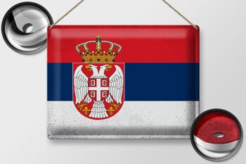 Signe en étain drapeau serbie 40x30cm, drapeau de la serbie Vintage 2