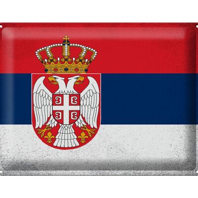 Cartel de chapa Bandera de Serbia 40x30cm Bandera de Serbia Vintage