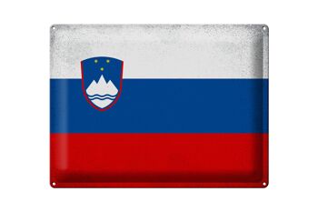 Signe en étain drapeau slovénie 40x30cm drapeau slovénie Vintage 1