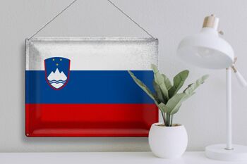 Signe en étain drapeau slovénie 40x30cm drapeau slovénie Vintage 3