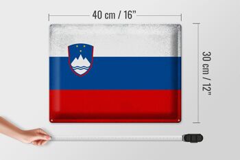 Signe en étain drapeau slovénie 40x30cm drapeau slovénie Vintage 4