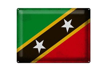 Signe en étain drapeau St. Kitts et Nevis 40x30cm Drapeau Vintage 1