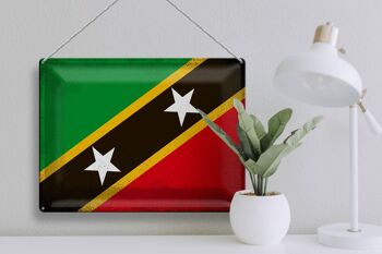 Signe en étain drapeau St. Kitts et Nevis 40x30cm Drapeau Vintage 3