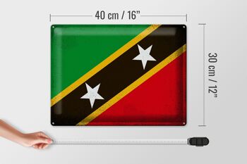 Signe en étain drapeau St. Kitts et Nevis 40x30cm Drapeau Vintage 4