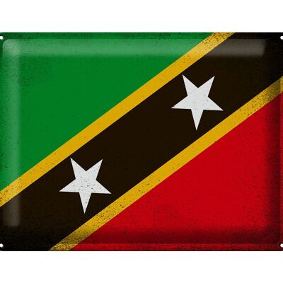 Signe en étain drapeau St. Kitts et Nevis 40x30cm Drapeau Vintage