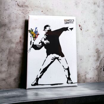 Aimant de réfrigérateur Graffiti de Banksy – Le lanceur de fleurs 1