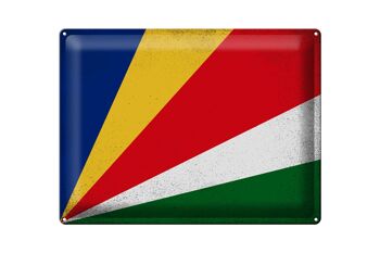 Signe en étain drapeau Seychelles 40x30cm Seychelles Vintage 1