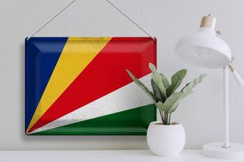 Signe en étain drapeau Seychelles 40x30cm Seychelles Vintage 3