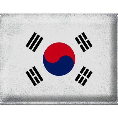 Targa in metallo Bandiera Corea del Sud 40x30 cm Corea del Sud Vintage