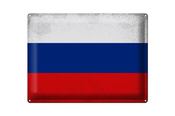 Signe en étain drapeau russie 40x30cm, drapeau de la russie Vintage 1
