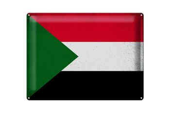 Signe en étain drapeau Soudan 40x30cm drapeau du Soudan Vintage 1