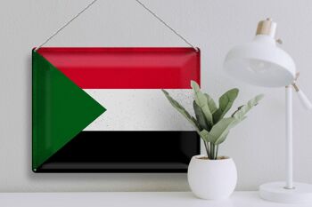 Signe en étain drapeau Soudan 40x30cm drapeau du Soudan Vintage 3