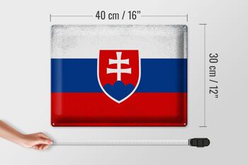 Signe en étain drapeau slovaquie 40x30cm drapeau slovaquie Vintage 4