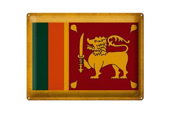 Signe en étain drapeau Sri Lanka 40x30cm drapeau Sri Lanka Vintage 1