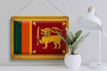 Signe en étain drapeau Sri Lanka 40x30cm drapeau Sri Lanka Vintage 3