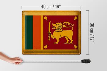 Signe en étain drapeau Sri Lanka 40x30cm drapeau Sri Lanka Vintage 4