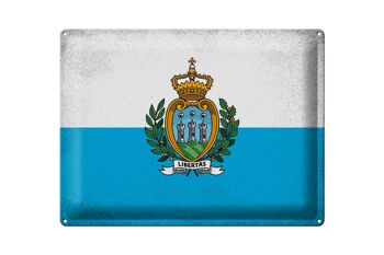 Signe en étain drapeau Saint-Marin 40x30cm Saint-Marin Vintage 1