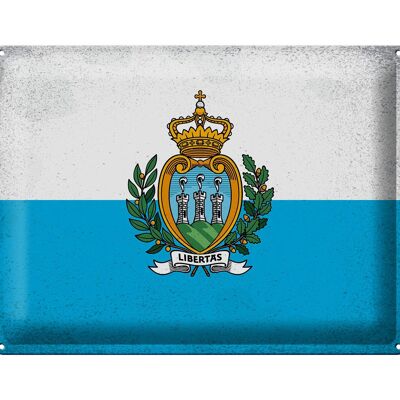 Signe en étain drapeau Saint-Marin 40x30cm Saint-Marin Vintage