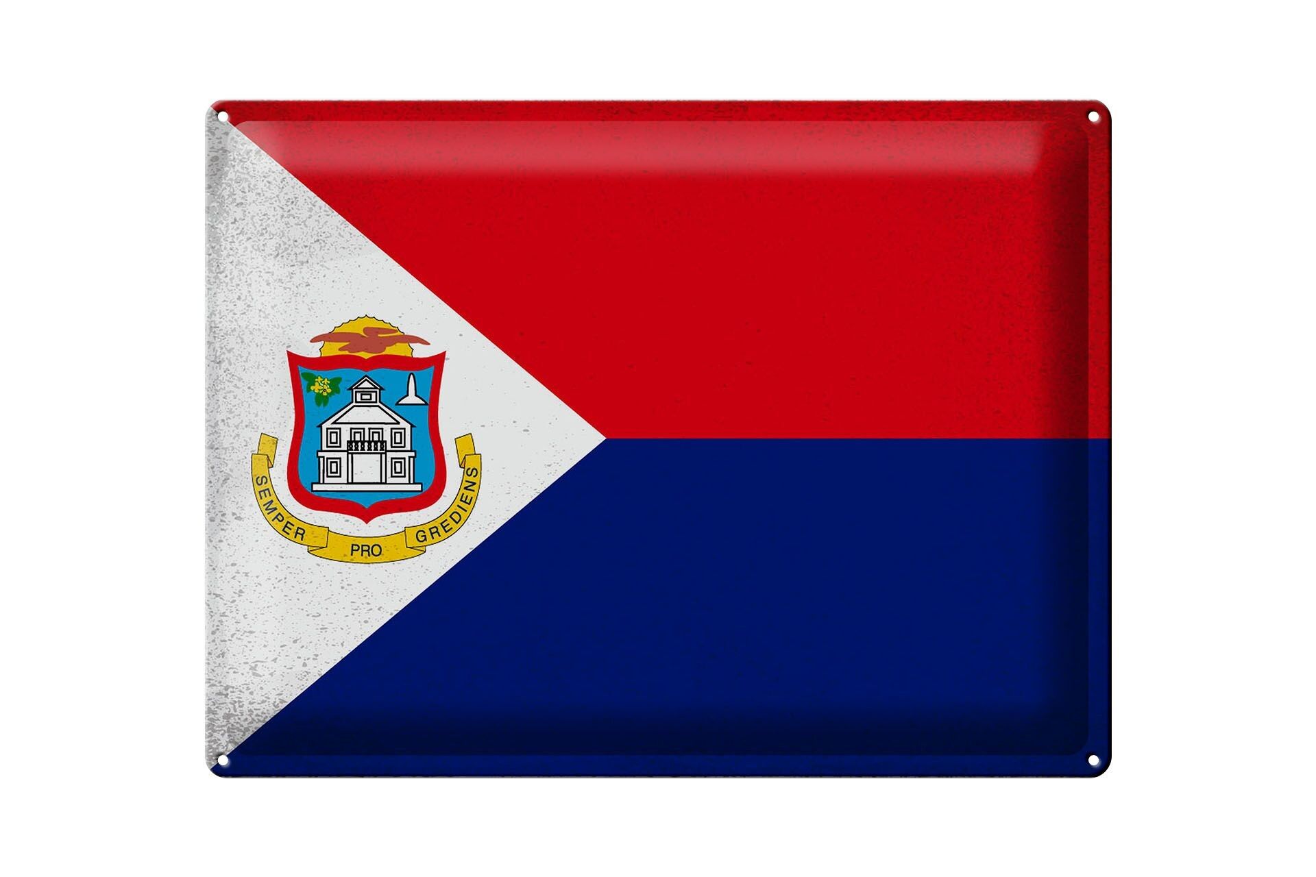 Cartel de chapa Bandera de Sint Maarten 40x30cm Bandera Vintage