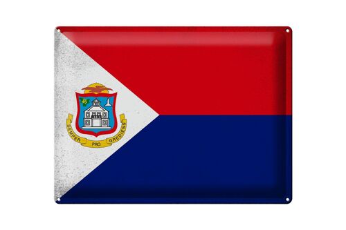 Blechschild Flagge Sint Maarten 40x30cm Flag Vintage