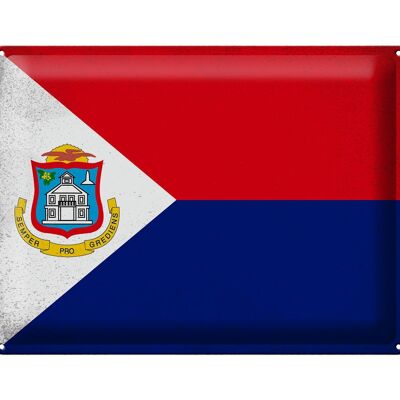 Cartel de chapa Bandera de Sint Maarten 40x30cm Bandera Vintage