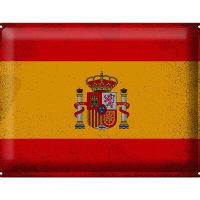 Targa in metallo Bandiera Spagna 40x30 cm Bandiera della Spagna Vintage