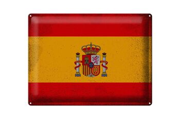Signe en étain drapeau Espagne 40x30cm drapeau de l'espagne Vintage 1