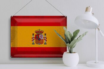 Signe en étain drapeau Espagne 40x30cm drapeau de l'espagne Vintage 3