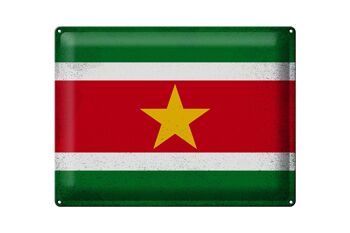 Signe en étain drapeau Suriname 40x30cm drapeau Suriname Vintage 1