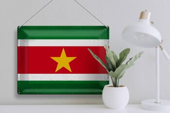 Signe en étain drapeau Suriname 40x30cm drapeau Suriname Vintage 3