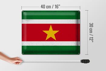 Signe en étain drapeau Suriname 40x30cm drapeau Suriname Vintage 4