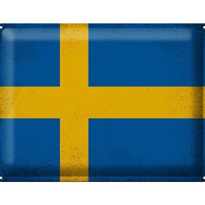 Targa in metallo Bandiera Svezia 40x30 cm Bandiera della Svezia Vintage