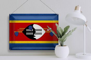 Drapeau en étain Swaziland 40x30cm, drapeau Eswatini Vintage 3