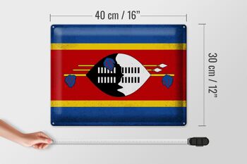 Drapeau en étain Swaziland 40x30cm, drapeau Eswatini Vintage 4